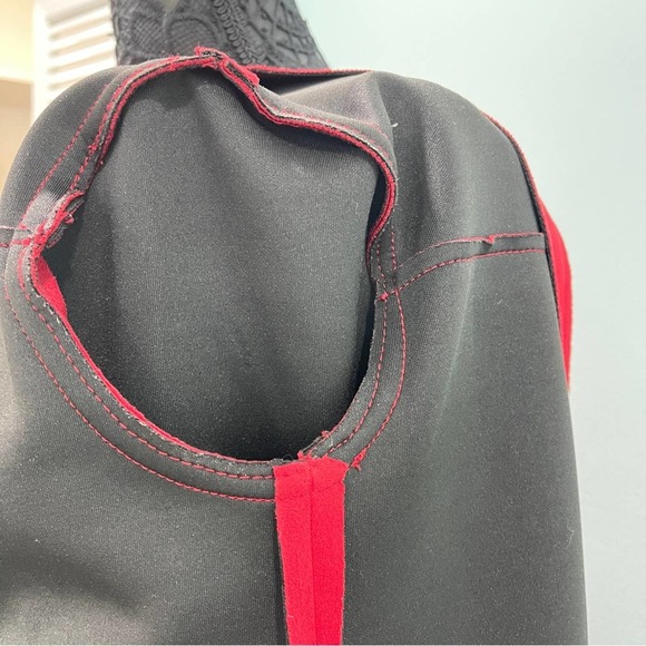 Red Faux Suede Stretch Snap Close Coat Collarless Jacket Pockets Travel - Picture 13 of 16